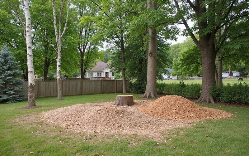 Clean residential yard after professional stump grinding