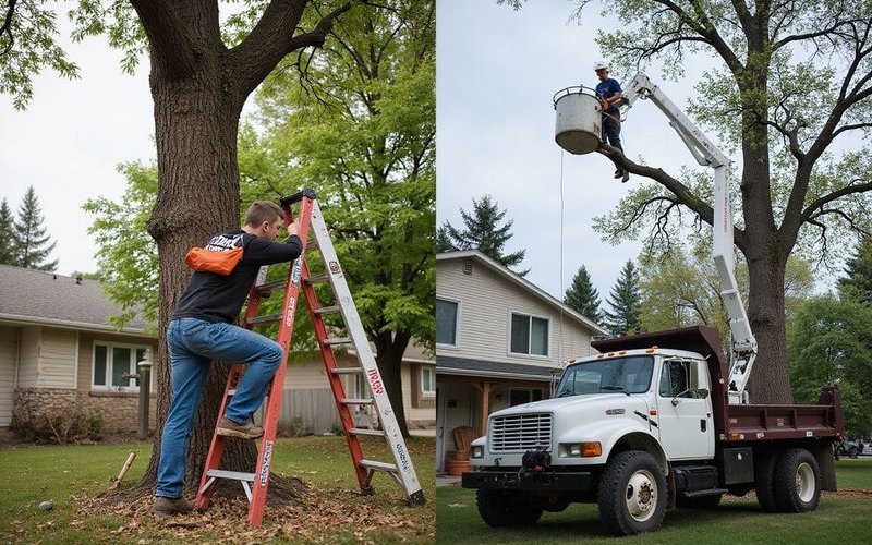 Comparison chart of DIY versus professional tree removal