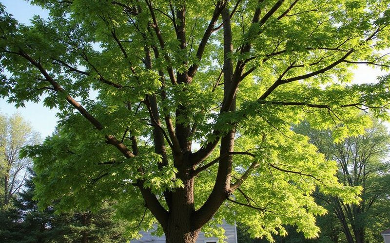 Properly pruned tree with natural crown shape