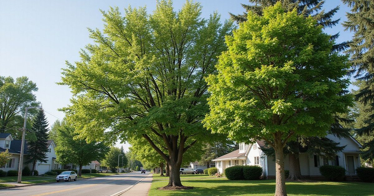 Comparison showing a topped tree with ugly regrowth versus a properly pruned tree with natural form